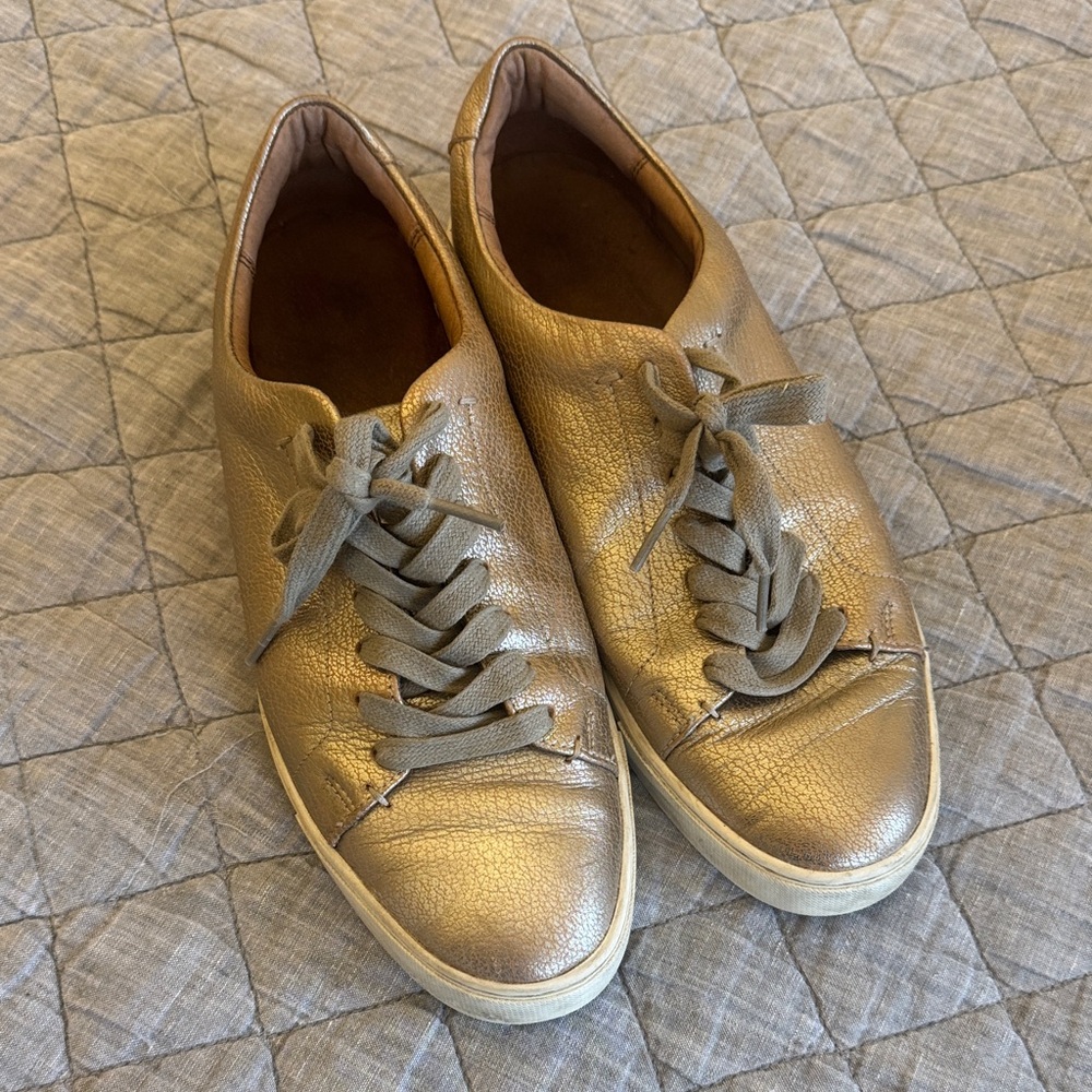 Frye Metallic Rose Gold Leather Sneakers